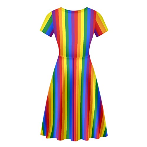Image of Irisjudy T Shirt Dress for Women Short Sleeve Girls Short Sleeve Dress Plus Size, O Neck Knee Length Midi Dress for Ladies