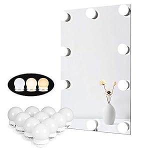 Lumiere Miroir pour Coiffeuse, Lampe Led pour Eclairage Miroir avec Variateur de Lumière et Adaptateur Secteur, 10 Ampoules, 4 Mètres, 3 Températures de Couleur, Miroir Non Inclus