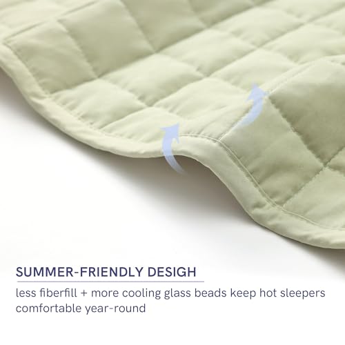 YnM Exclusive 25 lbs Weighted Blanket, Extra Heavy Cotton/Polyester Bed Blanket for Two Persons, Ideal for Queen or King Bed (88x104 Inches, 25 Pounds, Avocado/White Reversible)