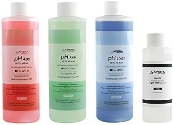 8oz. pH Calibration Buffer Solution Kit (pH 4.00, 7.00 & 10.01), Plus 4oz 3M KCL Storage Solution for pH/ORP Electrodes