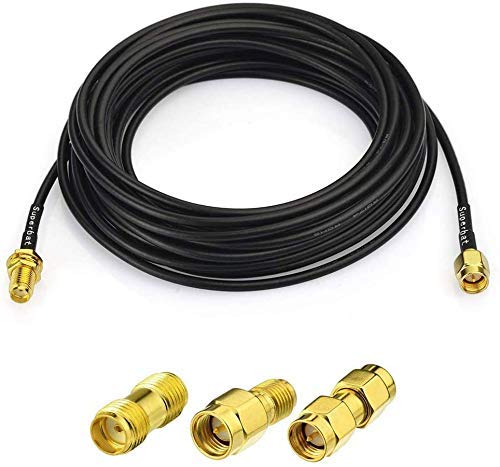 Superbat RF coaxial SMA Male to SMA Female Bulkhead RG174 6.56ft Cable + 3pcs RF Coax SMA Adapter Kit for SDR Equipment Antenna Ham Radio,3G 4G LTE Antenna,ADS-B,GPS and etc