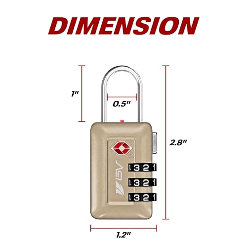 BV TSA Accepted Luggage Travel Lock, Set-Your-Own Combination Lock for School Gym Locker, Luggage Suitcase Baggage Locks, Filing Cabinets, Toolbox, Case (Champagne Gold, 2 Pack)3
