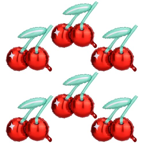 6pcs Cherry Balloons Red Cherry Foil Balloons Fruit Theme Party Decorations Birthday Supplies for Girls Baby Showers Fruit Party Home Decor