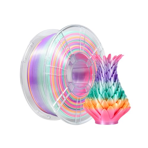 Image of iBOSS Silk Candy Rainbow PLA+ Filament, 1kg Neatly Wound 3D Printer PLA Plus Filament 1.75mm+ / -0.02mm, Fast Color Change Each 8 Meters, Suitable for Most FDM Printers(Silk Candy Rainbow)