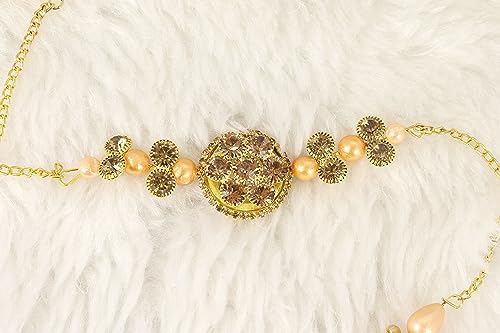Image of NMII Gold Plated Chain Bracelet Rakhi For Brother Raksha Bandhan 2023 | Stylish Metal Rakhi | Rakhi for Brother /Bhabhi | Bracelet For Boys | Rakhi Combo | Rakhi Gift (Pack of 1)