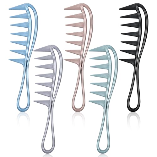 LIQWEI 5 Stück Lockenkamm Strähnenkamm, Breite Zahnkämme Hai Zahnkamm Styling Kamm Für Verschiedenen Arten Von Haaren Haarkamm