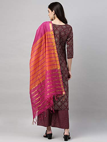 Image of GoSriKi Women's Cotton Kurta Set With Dupatta
