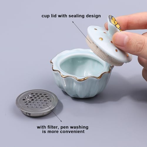 Recipiente de cerámica para polvo de uñas con tapa miniatura 4
