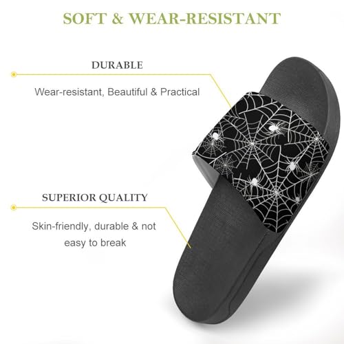 Halloween Spider Web Black Night Womens Slide Sandals Non Slip Summer House Slippers for Girls Slip-on Flip Flops3