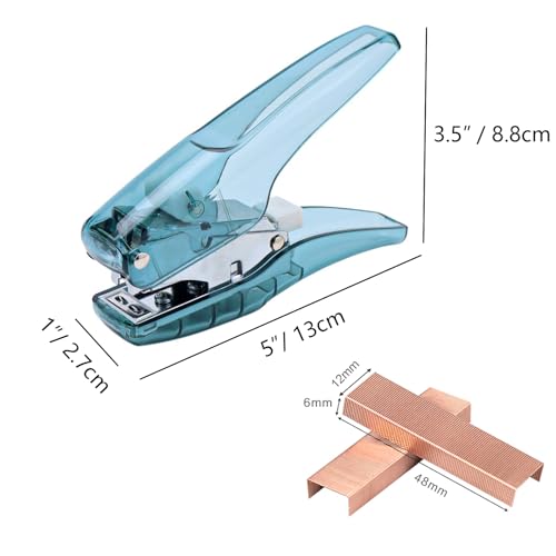 Image of NatSumeBasics Blue Plier Effortless Stapler & 1000 Rose Gold Staples 25 Sheets Capacity Heavy Duty Manual Staplers for Office Supplies