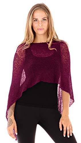 Image of SHU-SHI Womens Sheer Knit Poncho Shrug Lightweight Cover Up One Size Fits Most