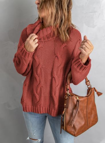 Image of Dokotoo Womens Sweaters Turtleneck Cable Knit Chunky Pullover Fall Outfits