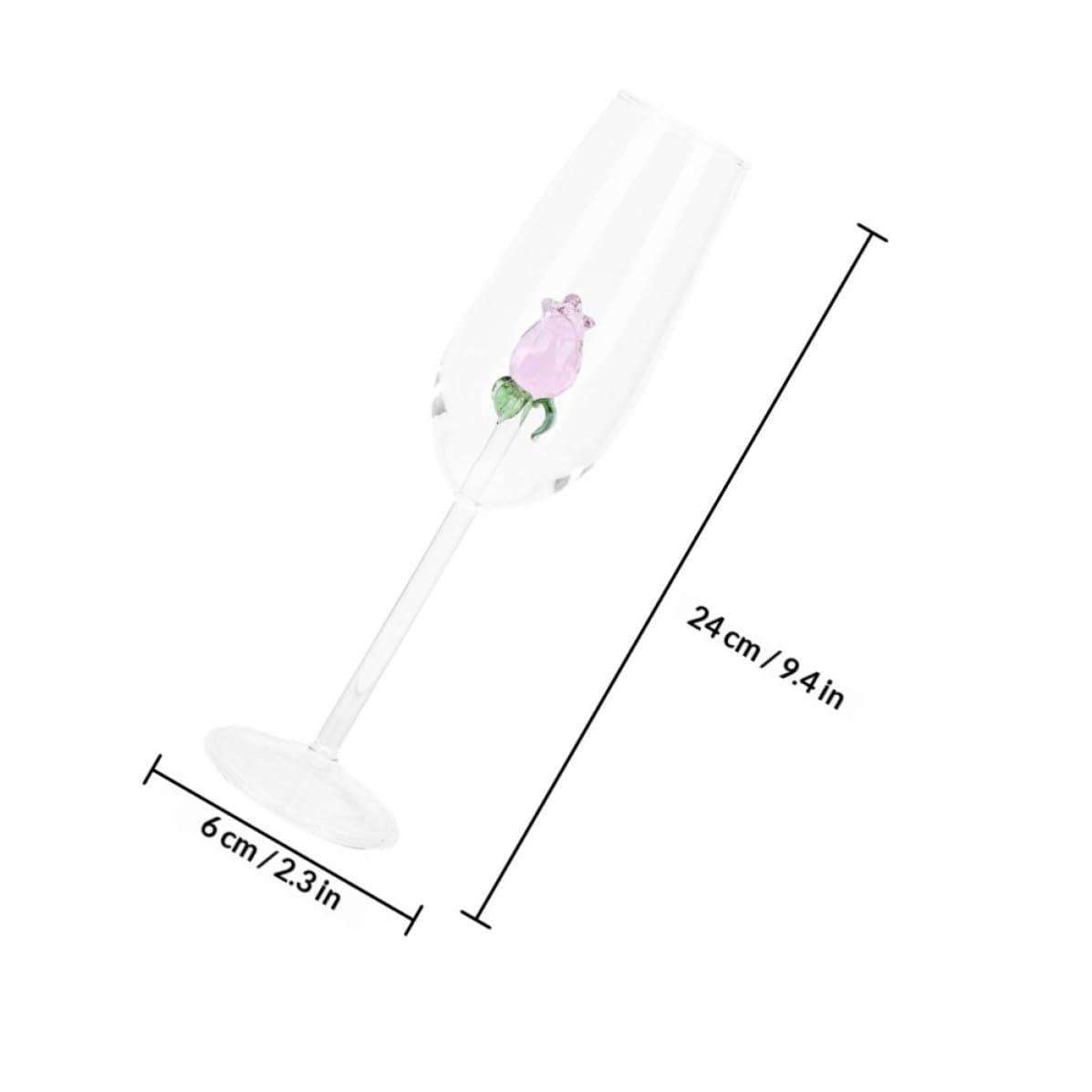 IMIKEYA 2 Stück Dekorative Glas Weingläser mit Rosenmotiv Eleganter Cocktailbecher aus Glas Einfaches Design für Hochzeitsfeier und Partygebrauch