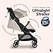BabbleRoo Hoplite Compact Stroller – Lightweight Travel Stroller for Airplane (12.3 lbs), from Birth to 55 lbs, Easy Fold, PU Wheels, Alloy Frame, Near-Flat Recline, Cup Holder, Baby Stroller