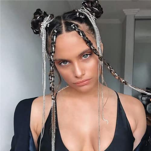 8 piezas cadenas de cabello con strass y pinzas miniatura 4