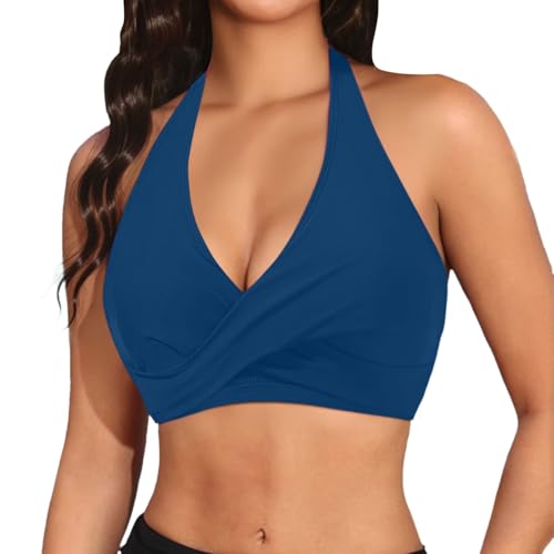 Haut de maillot de bain bleu push up pour vacances et plage