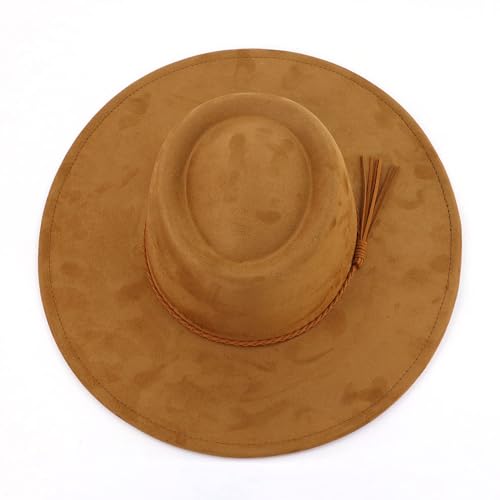 Image of LIDHAY Wide Brim Fedora Hat for Men Women Big Rancher Felt Hat Pork Pie Jazz Hat
