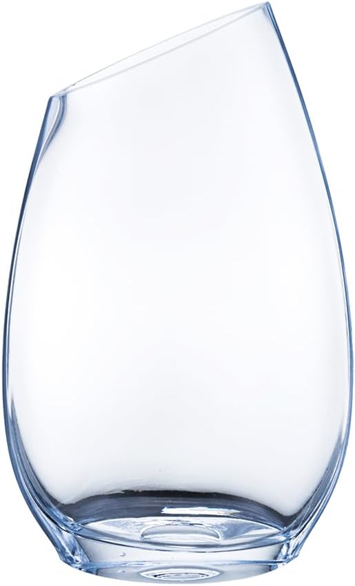 Angled Rim Clear Glass Vase for Centerpieces, Decorative Vase for Wedding centerpieces, Parties, Living Room, Dining Table, Entryway, Home Decor, Shelf, Office (7" W X 12" H)