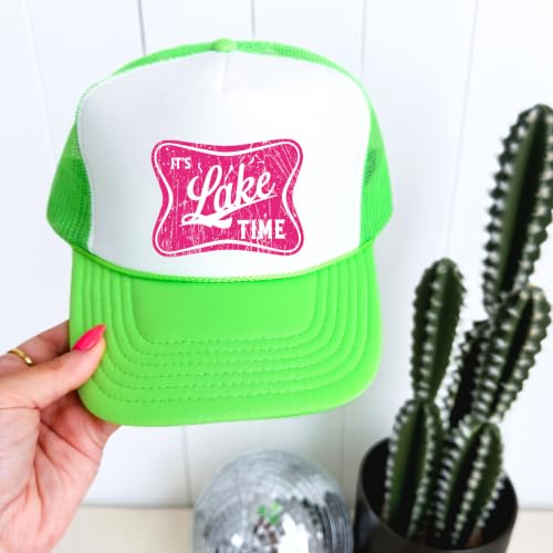 Image of It's Lake Time Summer Classic 5 Panel Foam Front Mesh Snap Back Trucker Hat