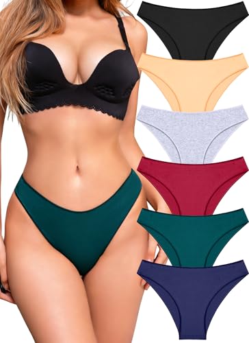 Image of UNDER THE SEA Cotton Underwear for Women 6 Pack Sexy Bikini High Cut Breathbale Cheeky Panties Underwear Womens Lingerie