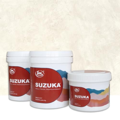 SUZUKA Strato Texture Limewash Effect Matte Wall Paint SCT-311 - Lime Wash Plaster Venetian Interior Paint - Primer and Wax Top Coat included - Dove White