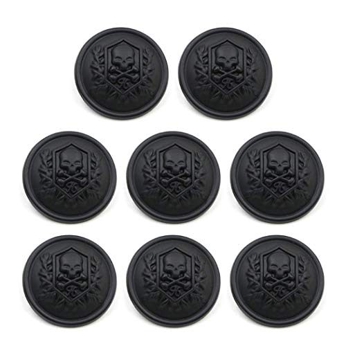 ZoTuoART Metallknöpfe mit geschnitztem Totenkopf- und gekreuzten Knochenmuster, runde Nähknöpfe, Ersatzknöpfe für Mäntel, Anzüge, Windschutz, schwarz, 25 mm, 8 Stück