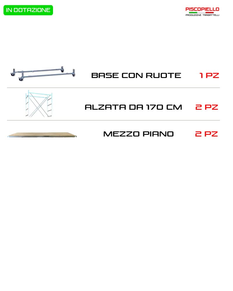Trabattello per un lavoro comodo a 4.50m con 2 mezzi piani in dotazione | Modello REAL