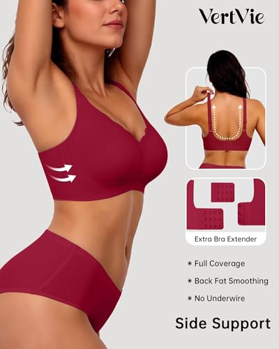 Image of Vertvie Women Seamless Jelly Bras No Underwire Supportive Wireless Push Up Full Coverage Bralette Comfy Scalloped T-Shirt Bra