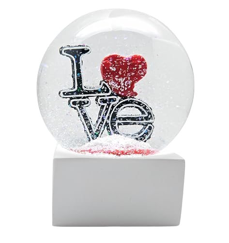 Schneekugel Liebe mit Herz | Schriftzug Love auf Sockel weiß eck |...