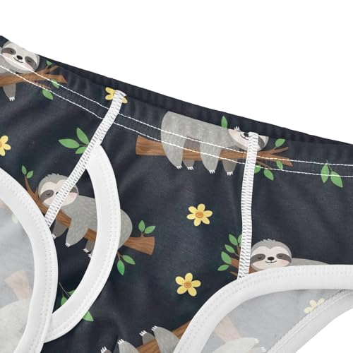 CHIFIGNO Briefs for Boys Cute Sloth Black Cotton Boys' Underwear Printed Breathable Briefs Underwear4