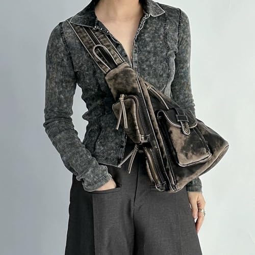 Image of Sling Bag for Women Men, Vintage Crossbody Backpack, Multi-Purpose Shoulder Casual Daypack, Chest Bag Fanny Packs (Retro Grey)