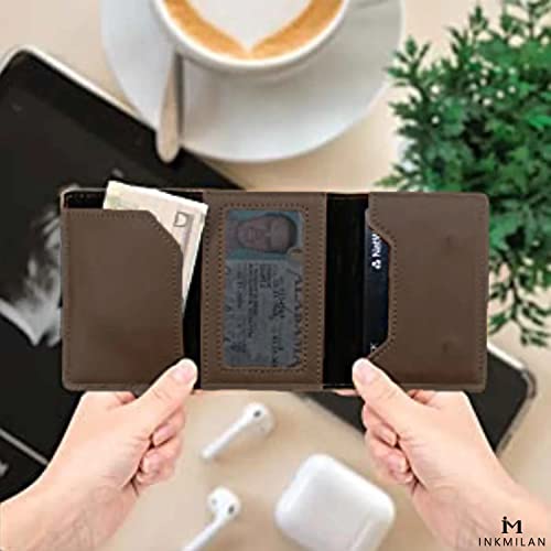 Image of INKMILAN Men's Slim Smart Airtag Pop-Up Wallet Version 2 Credit Card Holder, RFID Blocking Anti-Loss Money Purse Ideal Gift for Men (No AirTag Included) (Dark Brown)