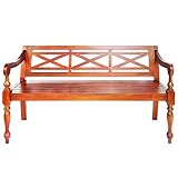 Tidyard 3 Sitzer Gartenbank Balkonbank Blumenbank mit Lehne, aus Massives Mahagoniholz - 2