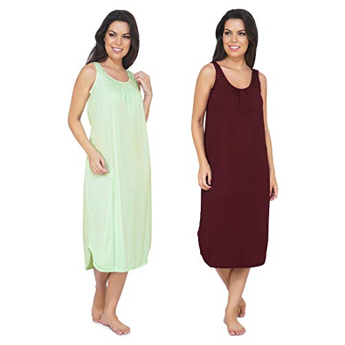 Image of BLAZON Women's Cotton Hosiery Solid Maxi Nighty Slip (Pack of 2) Available Sizes: S, M, L, XL, 2XL, 3XL, 4XL, 5XL