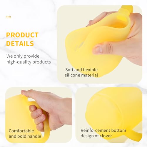 Image of Baby Bath Rinse Cup - Silicone Shampoo & Body Washing Rinser Cup with Easy Grip Handle - Yellow