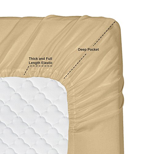 Image of Hearth & Harbor Extra Deep Pocket Sheets - Fits Mattress 18-24 Inches Deep - Extra Deep Pocket Full Size Sets - 6 Piece Full Size - Full - Camel