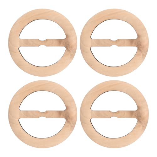 Image of uxcell 4 Pcs T-Shirt Clips, 75mm Wood Scarf Ring Clip Round Tie Circle Clip Buckle Fashion Clothes Corner Knotted Button for Women's Silk Clothing Decoration, Wood