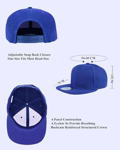 Image of Gelante Plain Blank Flat Brim Adjustable Snapback Baseball Caps LOT 6 Pack