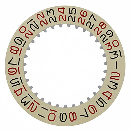 Ewatchparts Date Disc Compatible With Rolex 1530-1570 Movement Champagne Yellow With Red/Black Numbers