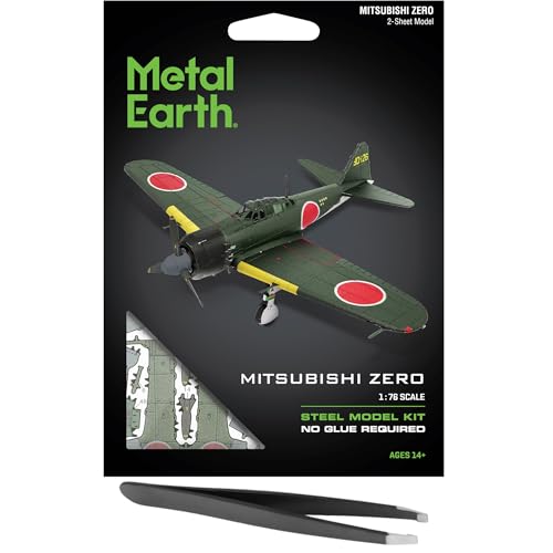 Kit Maquette Métal 3D Zero Fighter Fascinations Metal Earth en Couleur avec Pince
