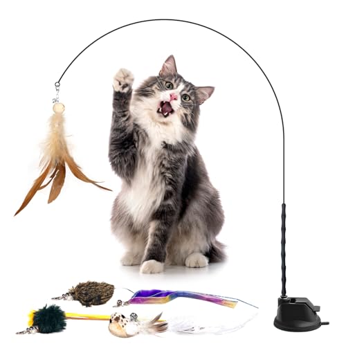 UNOSEKS 7 Stück Katzenspielzeug Angel, Katzenangel mit Saugnapf & Federn, Interaktives Katzenspielzeug zur Selbstbeschäftigung, Spielzeug für Katzen Intelligenzspielzeug (Kitten & Adult) UNOSEKS 7 Stück Katzenspielzeug Angel, Katzenangel mit Saugnapf & Federn, Interaktives Katzenspielzeug zur Selbstbeschäftigung, Spielzeug für Katzen Intelligenzspielzeug (Kitten & Adult)