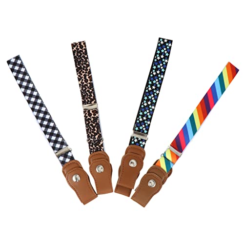 Didiseaon 4Pcs Elastic Waistbands Fashion Belts for Boys and Leopard for Dresses and Everyday Wear