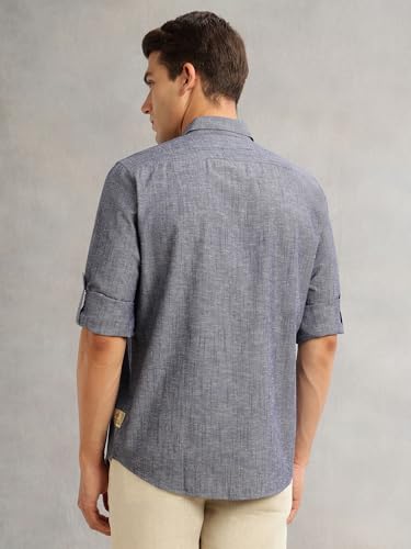 Image of Thomas Scott Men's | Solid | Premium Linen Blend | Spread Collar | Summer Wear | Long Sleeve | Shirts for Men