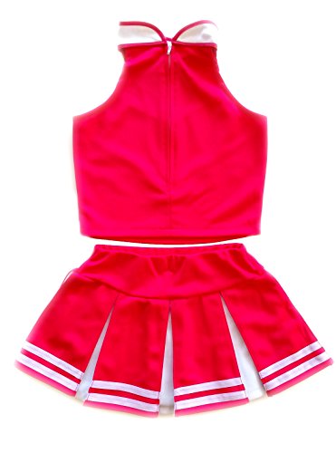 Total 2550 Little Girls' Cheerleader Cheerleading Outfit Uniform Costume Cosplay Pink/White (M / 5-8) #TOP5