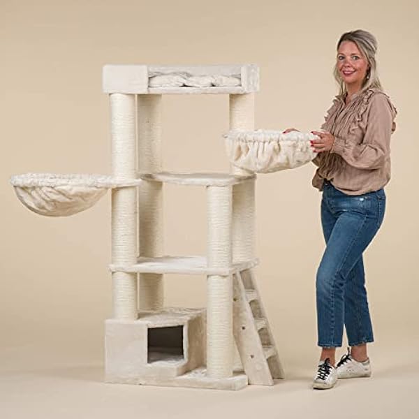 Rascador para Gatos Grandes Corner Crema arbol XXL Maine Coon Gato Gigante sisal Muebles Sofa casa Escalador casita Torre Árboles rascadores Cama Cueva Repuesto medianos