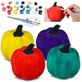Fuyoooo 4 Sets Ceramic Pumpkins to Paint Craft White Pumpkins for Decorating DIY Faux Harvest Decorative Figurines for Fall Halloween Thanksgiving Party(3.5 x 3.5 x 3.58 Inches)