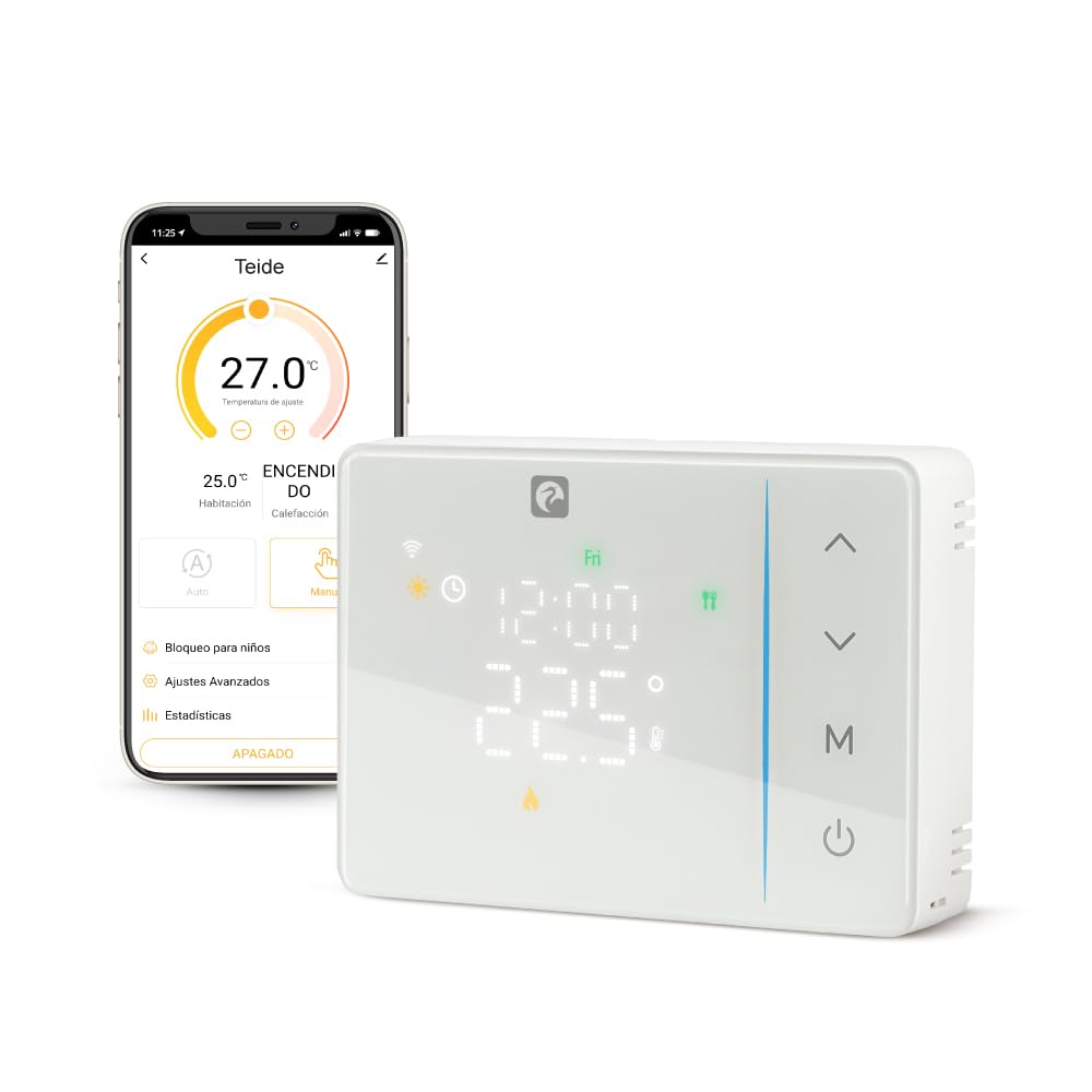 GARZA WLAN- und Bluetooth-Heizungsthermostat TEIDE“, Wandmontage, Heiz- und Kühlbetrieb, App, weiß