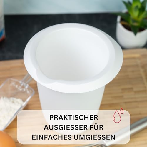 Foto von Westmark Quirltopf mit zweigeteiltem Deckel, 1 l, Mit Ausgießer, Kunststoff, Weiß/Rot, 3151227R