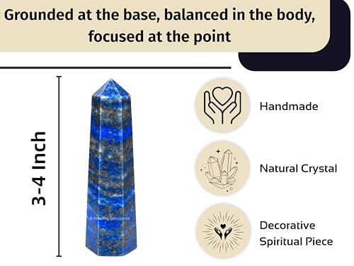 Image of Amazing Gemstone Lapis Lazuli Crystal Towers ~ Natural Healing Crystal Point Obelisk for Reiki Healing and Crystal Grid (3 inch to 4 inch INCH)