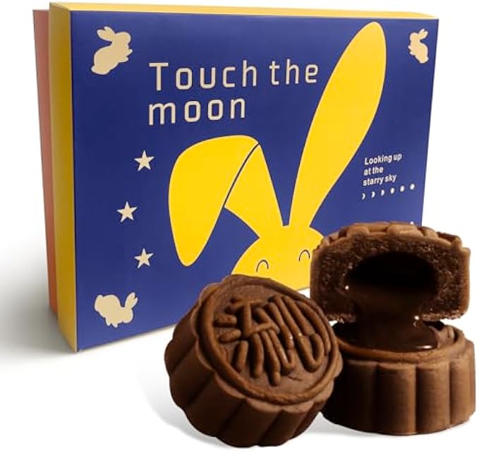 KWOLYKIM Chocolate Flavor Lava Mooncake, 巧克力流心月餅, 6PCS Lava Moon Cakes 2024 Mid-Autumn Festival Chinese Dessert Asian Sweet Pastries Gifts Mooncakes (10.59oz/300g)